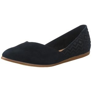 Toms Jutti Black Suede Diamond Emboss Size 10 Flats